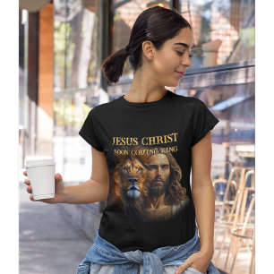 Gewohnter T - Shirt Jesus Christus bald kommt Köni