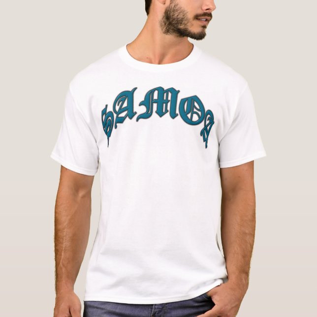 Gewölbtes SAMOA-INSELN Blau T-Shirt (Vorderseite)