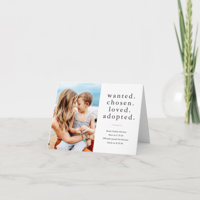 Gewollt ausgewählte Adoptiert Minimal-Foto-Adoptio Ankündigung (Vorderseite)