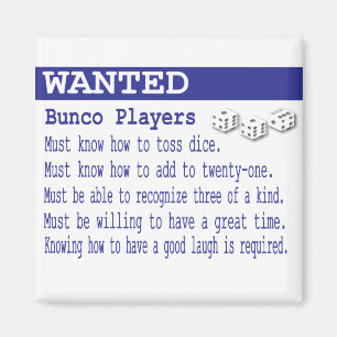 gewollt Bunco-Spieler Magnet