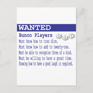 gewollt Bunco-Spieler Postkarte