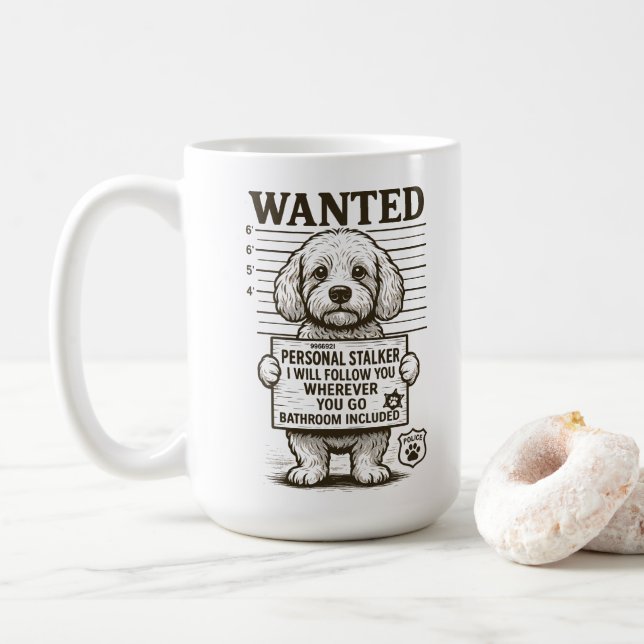 Gewollt Funny Dog Personal Stalker Kaffeetasse (Mit Donut)
