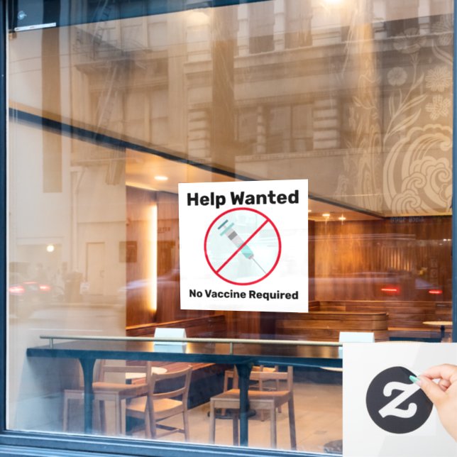 Gewollt ohne Impfstoff erforderliches Unternehmen Fensteraufkleber (Café-Fenster)