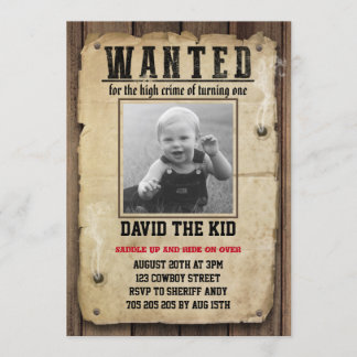 Gewollt Poster Boy Erster Geburtstag Cowboy Einladung
