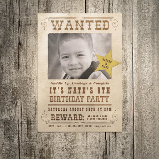 Gewollt Poster Cowboy Western Geburtstagsparty Einladung