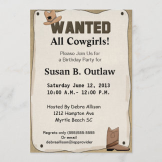 Gewollt Poster Cowgirl Einladung zum Geburtstag