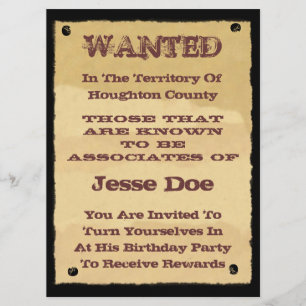 Gewollt Poster Einladungen zum Western ThemenParty
