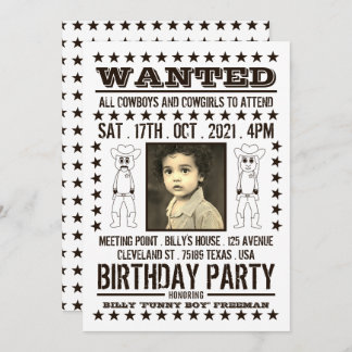 Gewollt Poster, Moderner Western Geburtstag Einladung