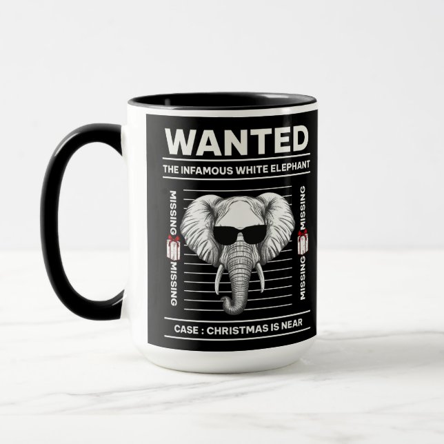 Gewollt Weißer Elefant Weihnachten Tasse (Links)