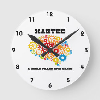 Gewollt Welt mit Gear (Gehirngebern) Runde Wanduhr