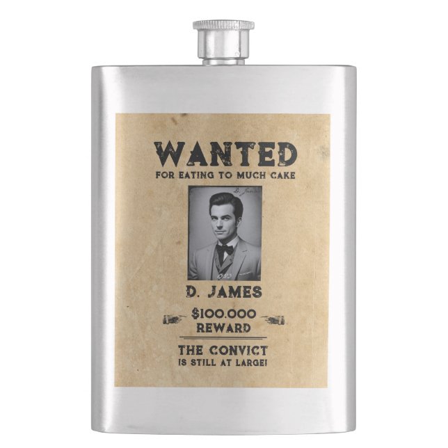 Gewollt Western zur Belohnung von Vintagen Spaß Flachmann (Vorderseite)