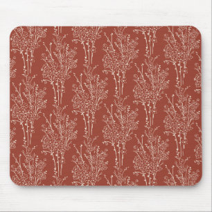 Geworfene Florale Silhouette Botanisch Rostrot Mousepad