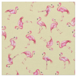 Geworfene Wasserfarb-Flamingos auf Hellgelb Stoff