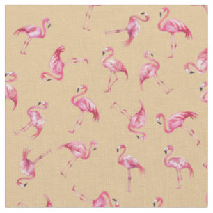 Geworfene Wasserfarb-Flamingos auf Hellorange Stoff