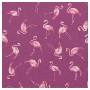 Geworfene Wasserfarbenflamingos auf Dunkelrosa Stoff