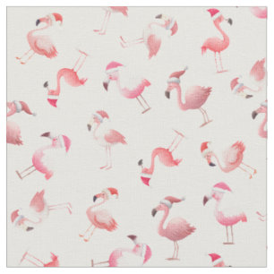 Geworfene Weihnachtsflamingos auf Weiß Stoff