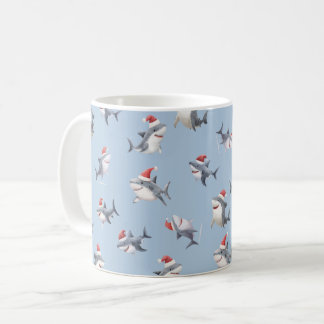Geworfene Weihnachtshaie auf Hellblau Kaffeetasse