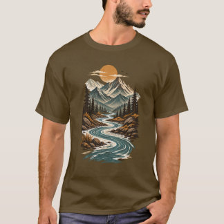Gewundene Flussberg-Wildnislandschaft T-Shirt