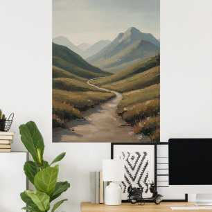 Gewundene Flusslandschaft eine friedliche Bergland Poster