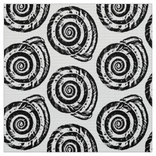 Gewundener Seashell-Block-Druck, Schwarzweiss Stoff