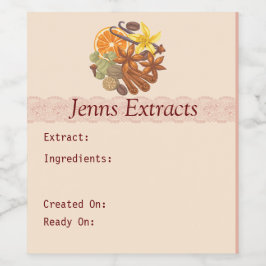 Gewürze und Jahreszeiten und Auszüge nach Maß Weinetikett