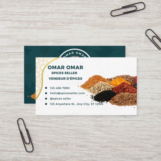 Gewürzhändler - vendeur d'épices visitenkarte (Vorderseite/Rückseite Beispiel)