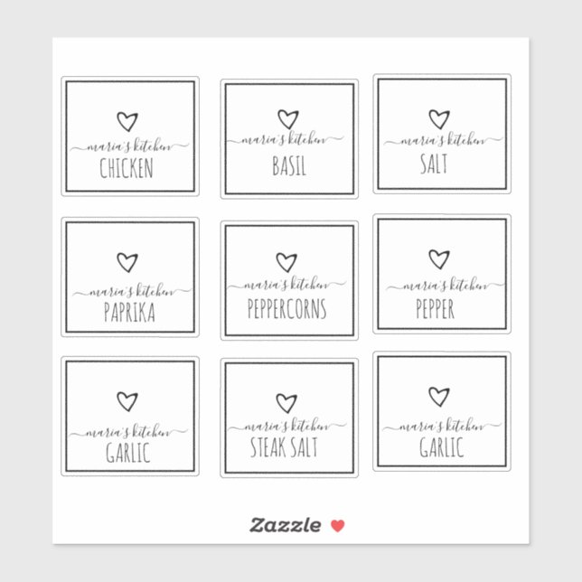 Gewürzkabine der Pantry-Organisation Hübsches Skri Aufkleber (Blatt)