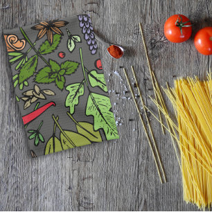 Gewürzmuster individuelle Name grau Geschirrtuch