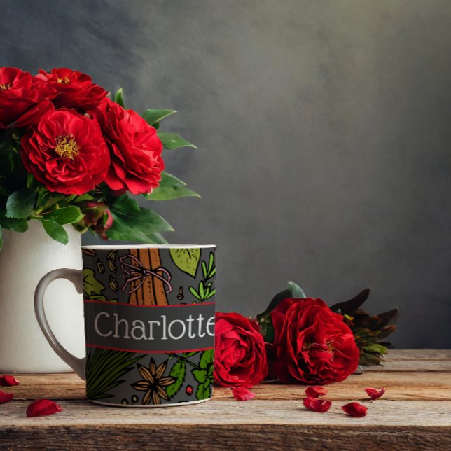 Gewürzmuster individuelle Name grau Kaffeetasse (Von Creator hochgeladen)