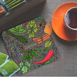 Gewürzmuster individuelle Name grau Rechteckiger Pappuntersetzer