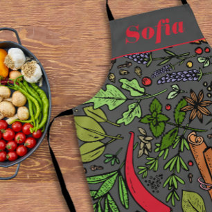 Gewürzmuster individuelle Name grau Schürze