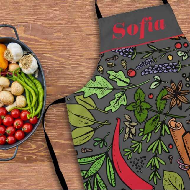 Gewürzmuster individuelle Name grau Schürze (Von Creator hochgeladen)