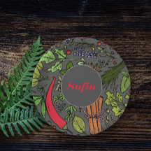 Gewürzmuster individuelle Name graue Teller