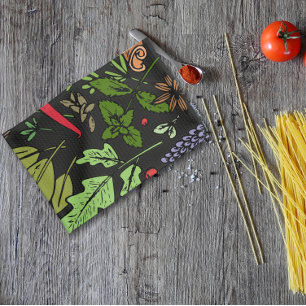 Gewürzmuster individuelle Name schwarz Geschirrtuch