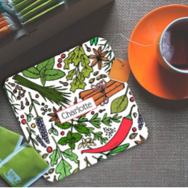 Gewürzmuster individuelle Name schwarz Rechteckiger Pappuntersetzer