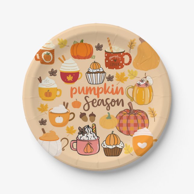 Gewürzte Kürbissaison Pappteller (Vorderseite)