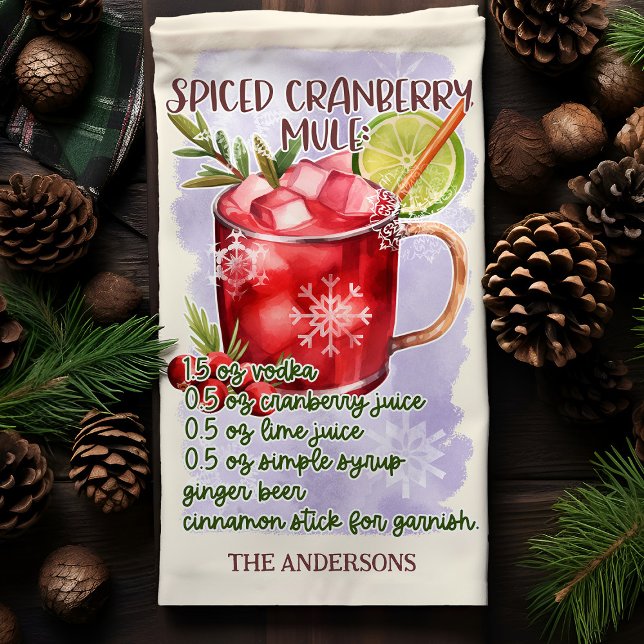 Gewürzter Cranberry Mule Weihnachtscocktail Rezept Geschirrtuch (Von Creator hochgeladen)