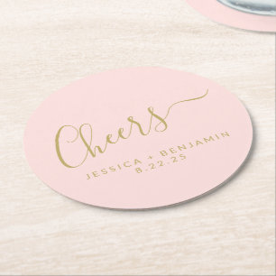 Gewürzter Minimalistischer Blush Pink Gold Custom  Runder Pappuntersetzer