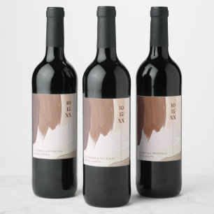 Gewürzter Terracotta Monogram Wedding Wine Label Weinetikett