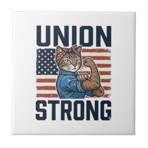 Gewwerkschaft Starke Katze Arbeiter Patriotisch Vi Fliese