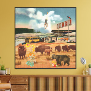 Geyser Büffalo motel Surreal Collage Leinwanddruck