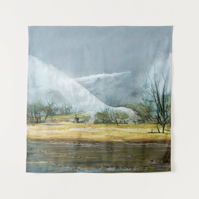 Geysire im Kamtschatka-Tal. Ölmalerei auf c Wandteppich (Vorderseite)