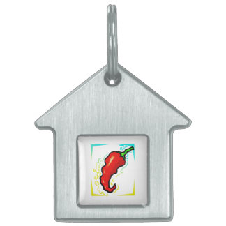 Gezackter Gelbblaurahmen des roten Pfeffers Tiermarke