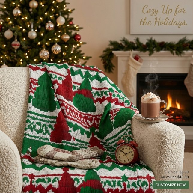 Gezacktes gestricktes Weihnachtsbaum-Muster  Fleecedecke (Von Creator hochgeladen)