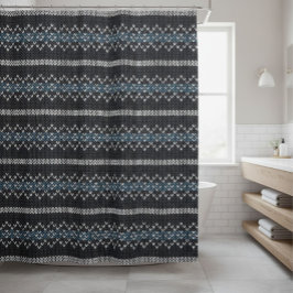 Gezacktes Strickmuster Schwarz und Grau Duschvorhang