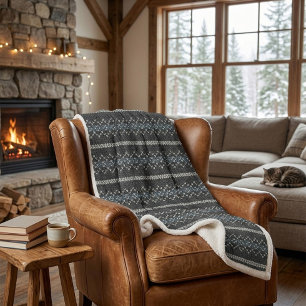 Gezahmtes Strickmuster Schwarz und Grau  Sherpadecke