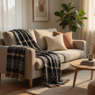 Gezahnt gestricktes Muster Schwarz und Grau Decke