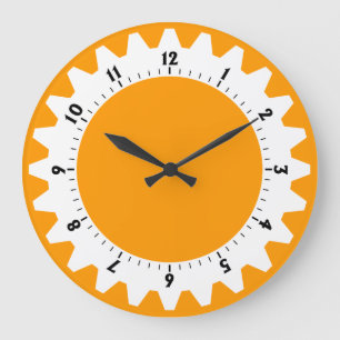 Gezahnte 01 - Gelb-orange Große Wanduhr