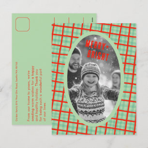 Gezahnte Karo-Weihnachts-Fotocollage nach Maß Feiertagspostkarte