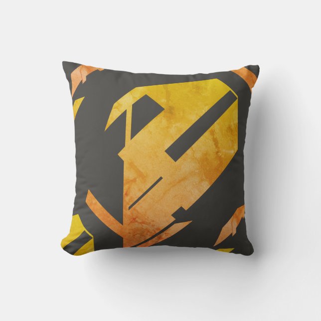 Gezapftes Gold Orange auf Holzkohleabstrakten Desi Kissen (Vorderseite)